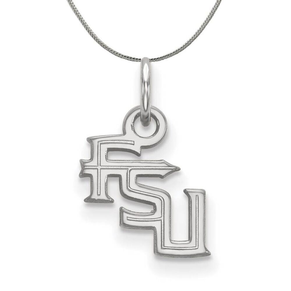 Sterling Silver Florida State XS (Tiny) 'FSU' Pendant Necklace - 24 In